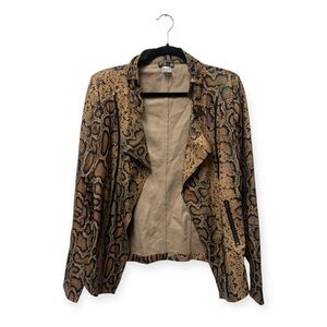 Venus Snake-Print Faux Leather Blazer Jacket